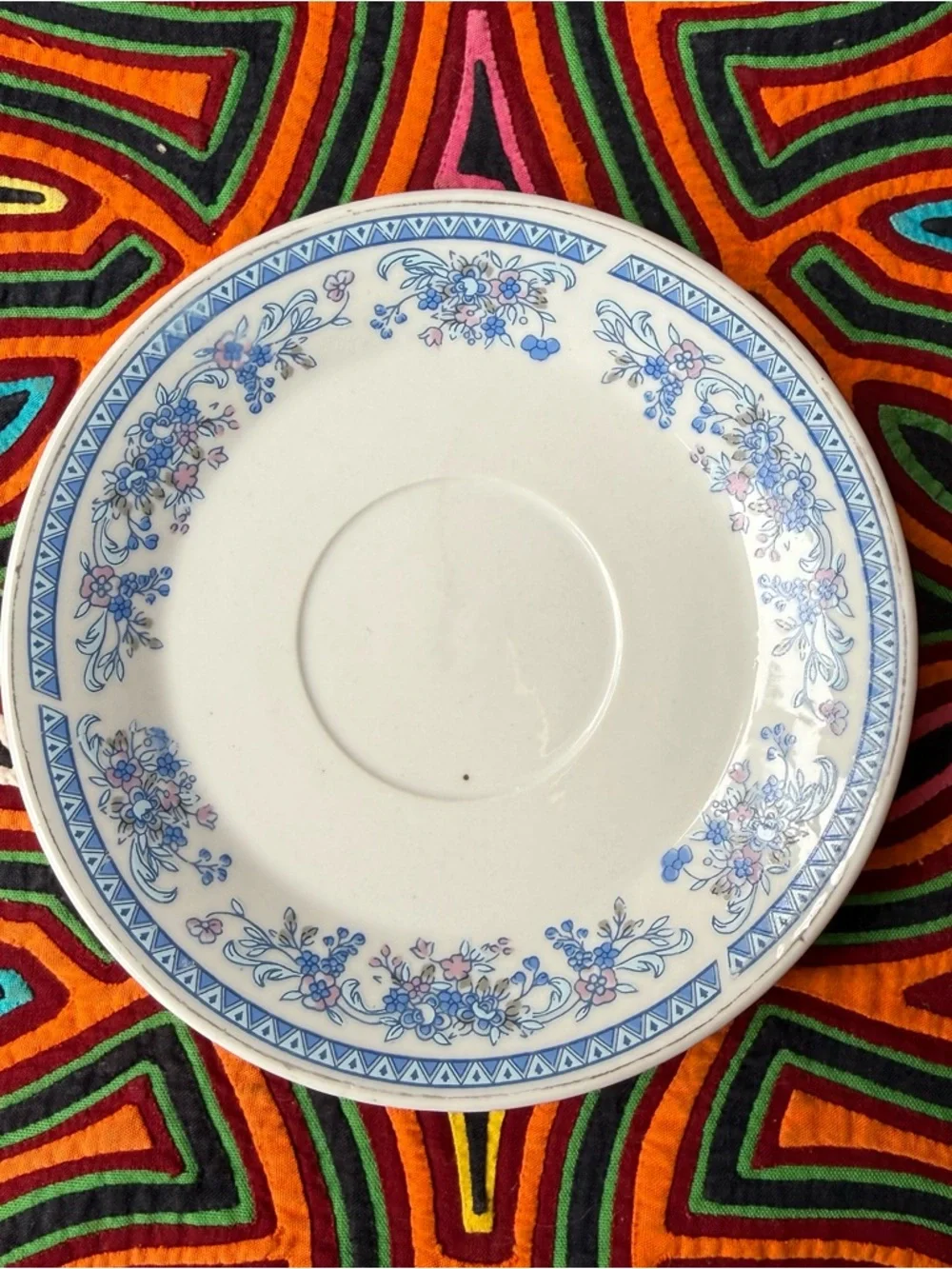 Blue Floral Ceramic Plate Jewelry Ring Dish Trinket Holder Vanity‎ Decor